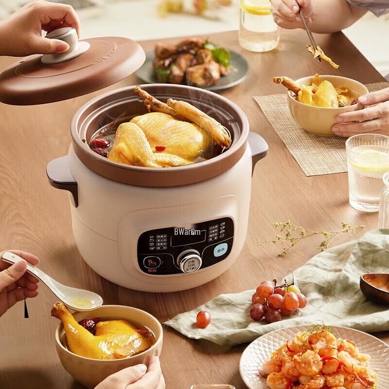 BEAR 4L Electric Purple Clay Stew Pot CN Plug (adapter Included)