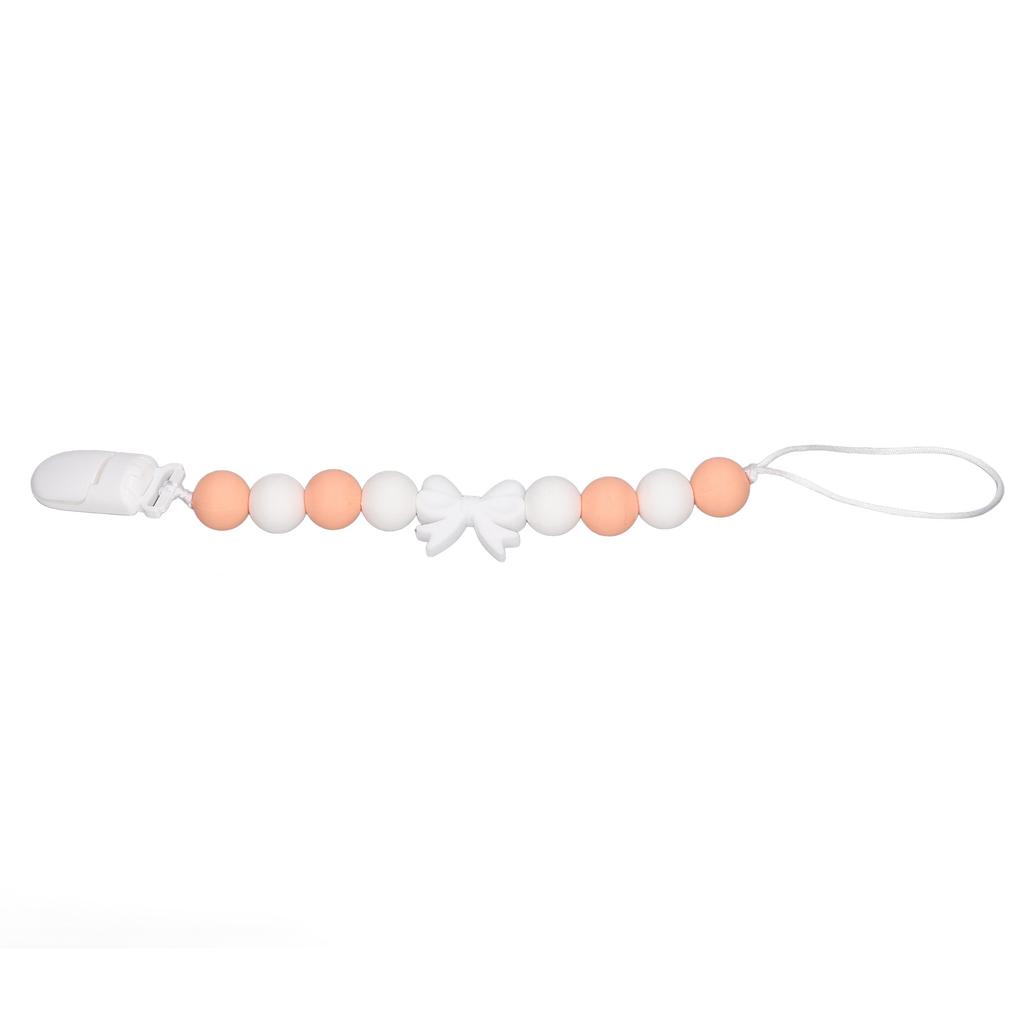 Teething Toy Chewable Cartoon Bow Tie Small Bead Silicone Teething Pacifier Clip Baby Teething Chain