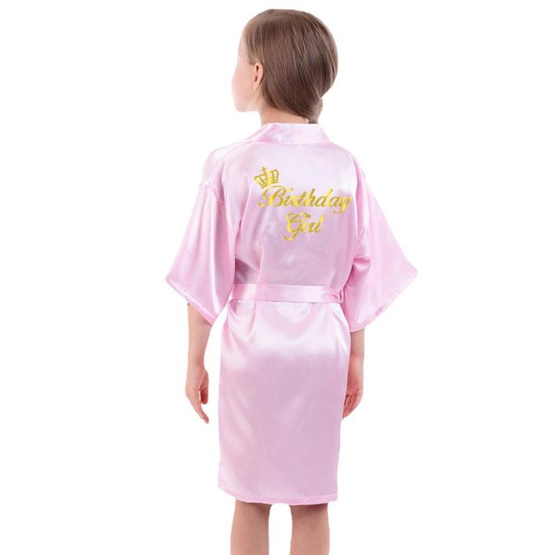 Bronzing Brithday Girl Birthday Girl Party Robe Thin Seven-Sleeve Children's Long Cardigan Robe