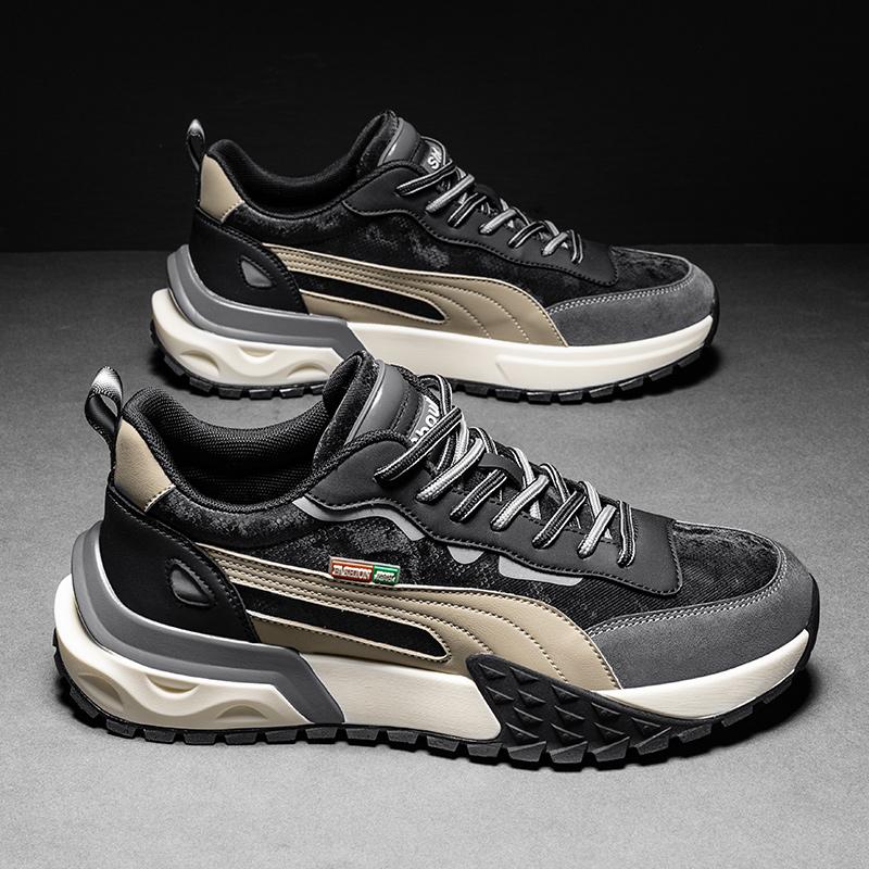 

Зимняя мужская обувь на меху, теплая повседневная обувь, роскошные туфли на платформе, легкая нескользящая спортивная обувь, удобная для тренировок на открытом воздухе, для бега 39 чёрный