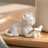 Bookshelf Decorative Accents 3D Printed Reading Cat Figurine, Statue with Eyeglasses, Creative Birthday Gifts Animal Desktop Ornament for Home Office