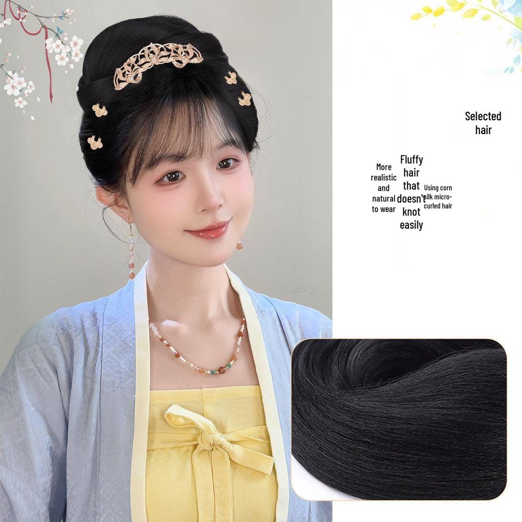 Ming Dynasty Hanfu Clip-in Hair Bun: Silk Wig for Ancient Costume Hairstyles