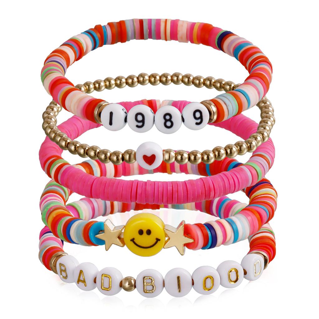 Europe and the United States hot-selling clay soft pottery letter bracelet, color red Taylor concert bracelet 1 piece set
