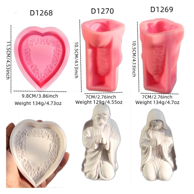 Heart Silicone Tray Mold Heat Resistant Easy Demolding Heart Plate Silicone Mould For Rosary Stand Soap Jewelry Tray