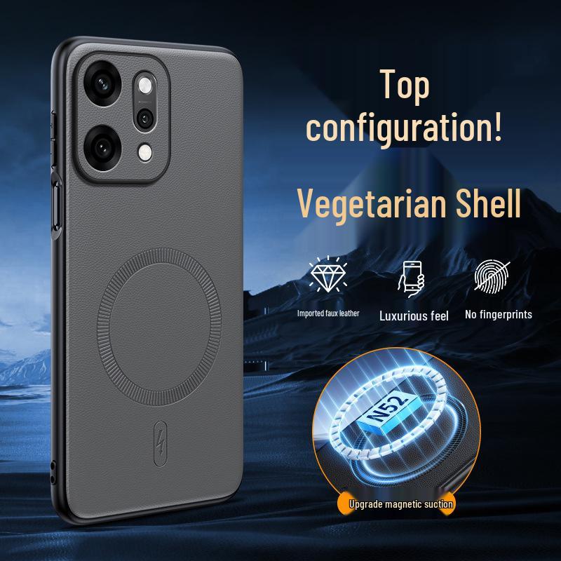 Vivox200/iQOO15/iQOO Z10 Leather Magnetic Drop-Proof Phone Case - Simple, Plain Design