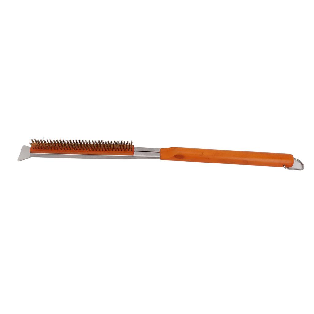 Pizza Stone Brush Wooden Handle Brass Bristles Detachable Easy to Clean Pizza Cleaning Brush for BBQ Grill Oven