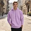 Men's Pullover Hooded Sweatshirt Solid Color Round Neck Loose Hoodie Long Sleeve Top