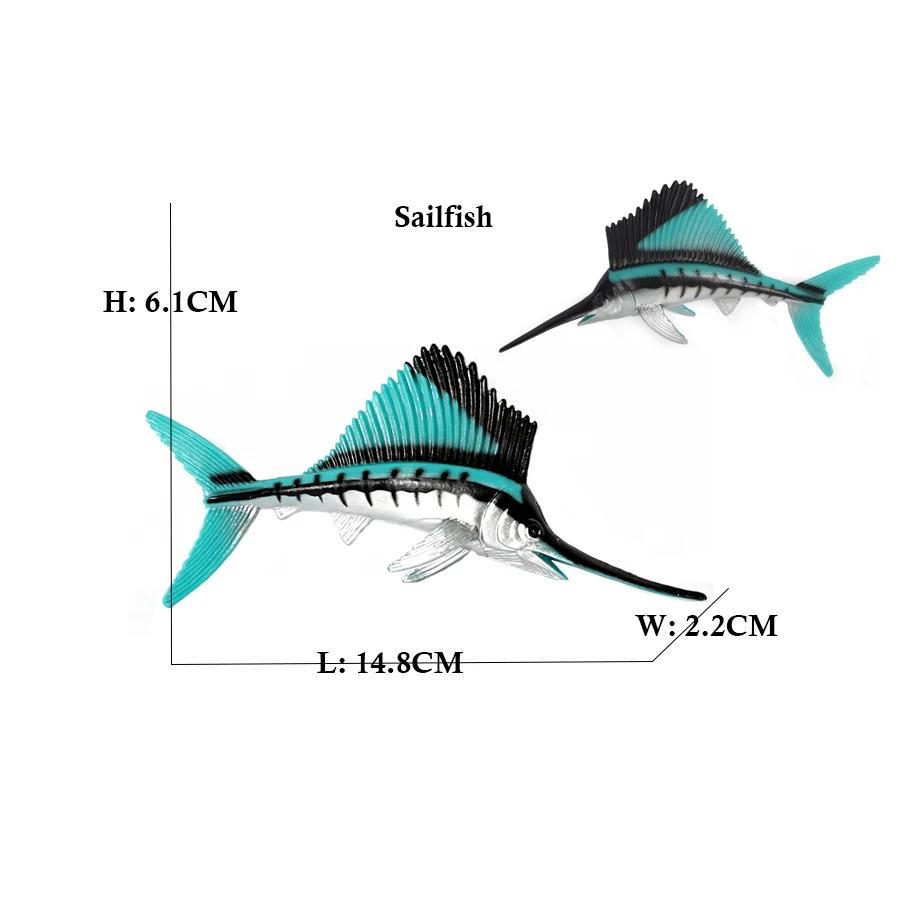 Marine Toy Animals Figures Sword fish Sailfish Salmon Shark Piranha Animal Figurines Action Figure Children Toys Games kids Gift