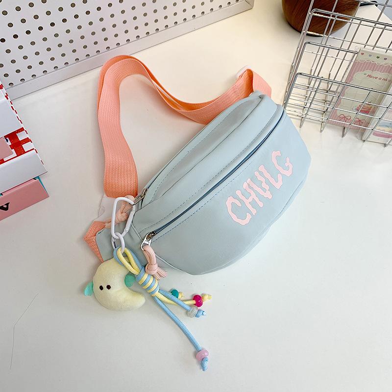 Sports Chest Bag Women's New Printing Small Fresh and Casual Joker Cycling Backpack Mobile Phone Canvas Slung Pockets.