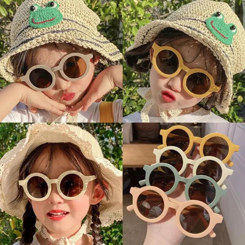 Children Cute Cartoon Small Frame Sunglasses Kids Round Glasses Baby Fashion Colors Sun Protection Eyewear Boys Girls