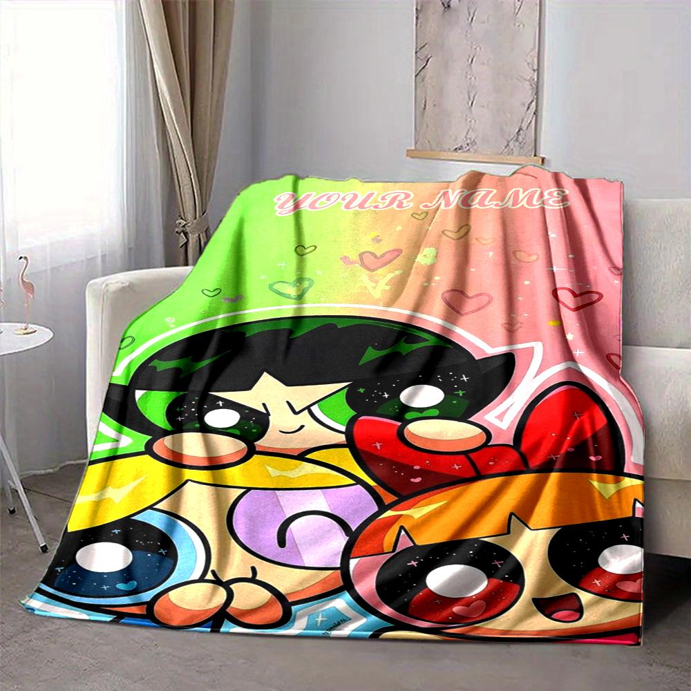 Custom 1pc Powerpuff Girls Adventure Blanket, Soft And Comfortable Blanket, Casual Warm, Camping Travel Blanket, Birthday Gift Q91374