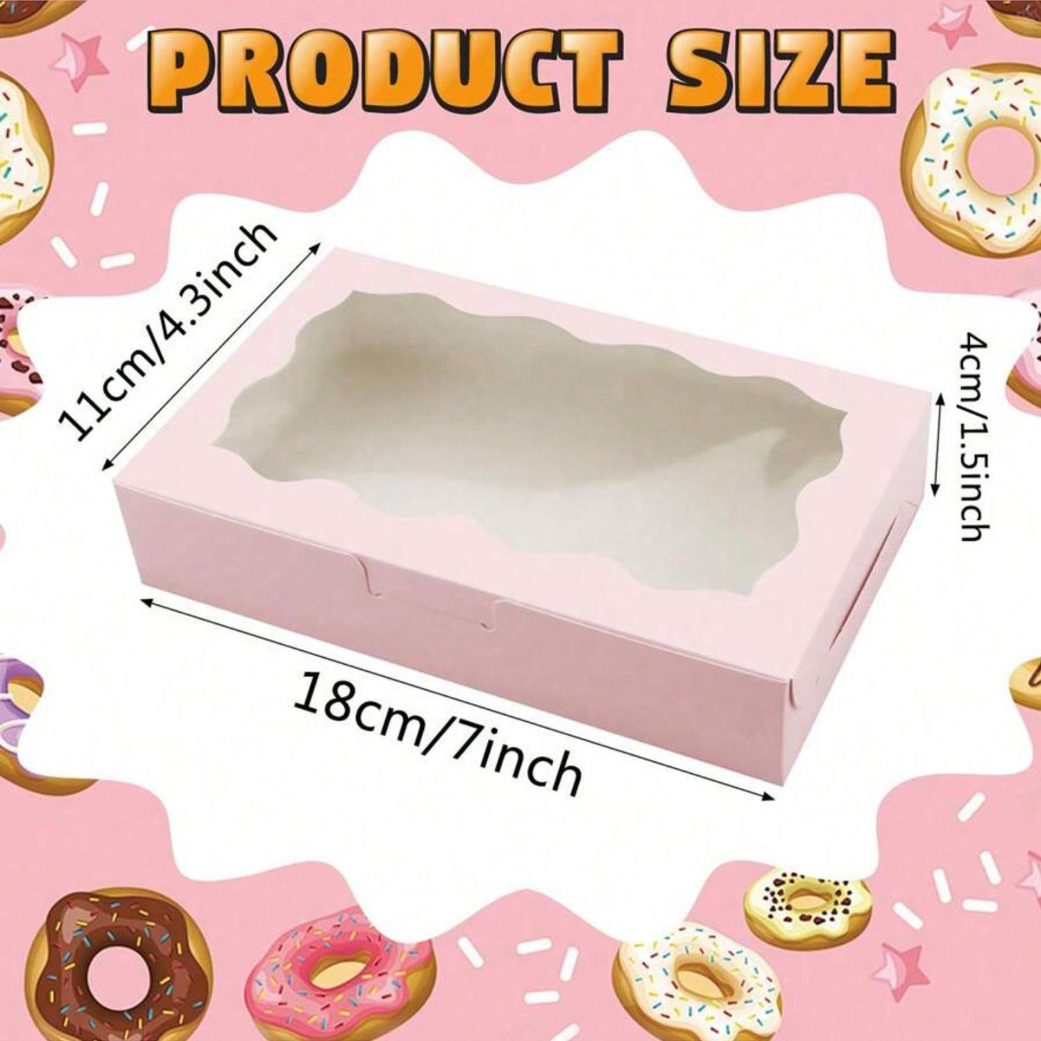 

36 PCS Cookie Boxes, 18x11x4cm White Bakery Boxes with Window, Bakery Containers for Gift Giving, Treat, Dessert, Strawberries,Muffins розовый