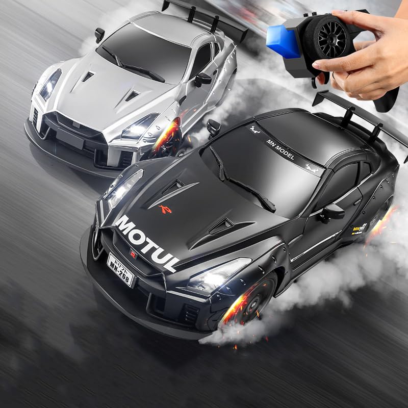 MN MODEL MN-268 1:16 Scale Drift Radio-Controlled Car GTR with Ambient Lights, Interchangeable Tires, 2.4GHz Proportional Control, Gyro, Technically