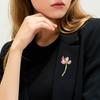 Women Brooch Imitation Pearls Inlay Pink Flower Design Lapel Pin Non-Slip Buckle Scarf Badge Clothing Bags Accessories