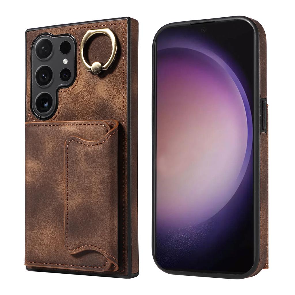 for Samsung Galaxy S24 series.for Samsung Galaxy S24, S24+, S24 Ultra Ring Bracket Card Holder Slots Cover Phone Case