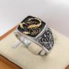 Vintage Scorpion Totem Gold Ring for Men Retro Enamel Inlay Biker Ring with Carved Pattern Stainless Steel Mens Statement Ring F