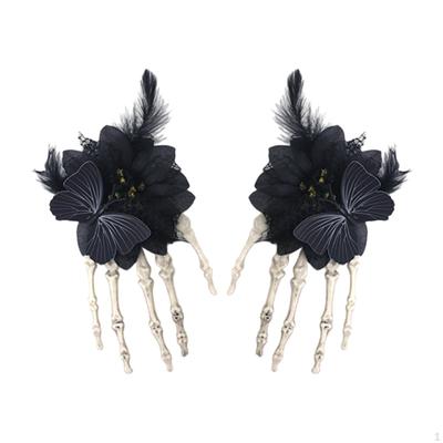 2 Pieces Halloween Hair Clips Barrettes Hairpin Skeleton Hand Jaw for Cosplay
