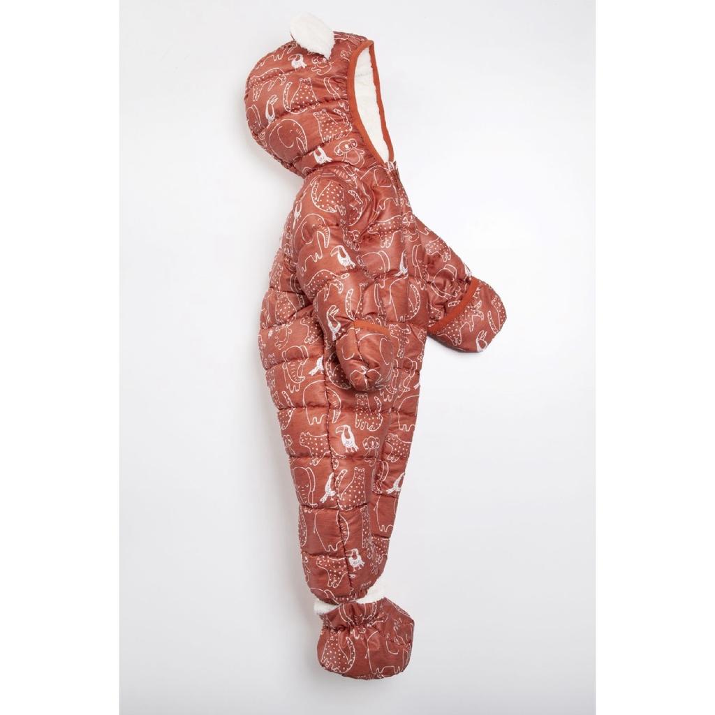 Cute Dinosaur Patterned Winter Removable Foot Hidden Gloved Hooded Hooded Cosmonaut Tulum