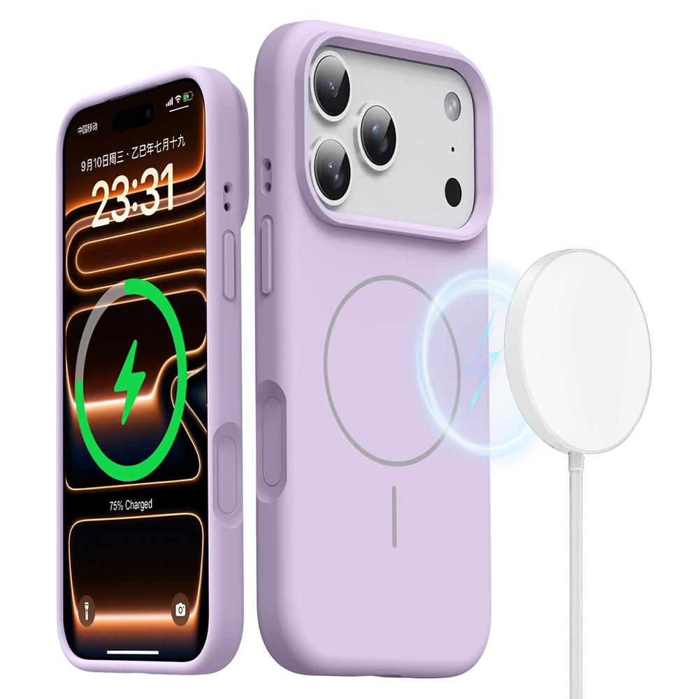 For iPhone 17 Pro Max Magnetic Case Skin-Friendly Liquid Silicone + PC Phone Cover Compatible with MagSafe