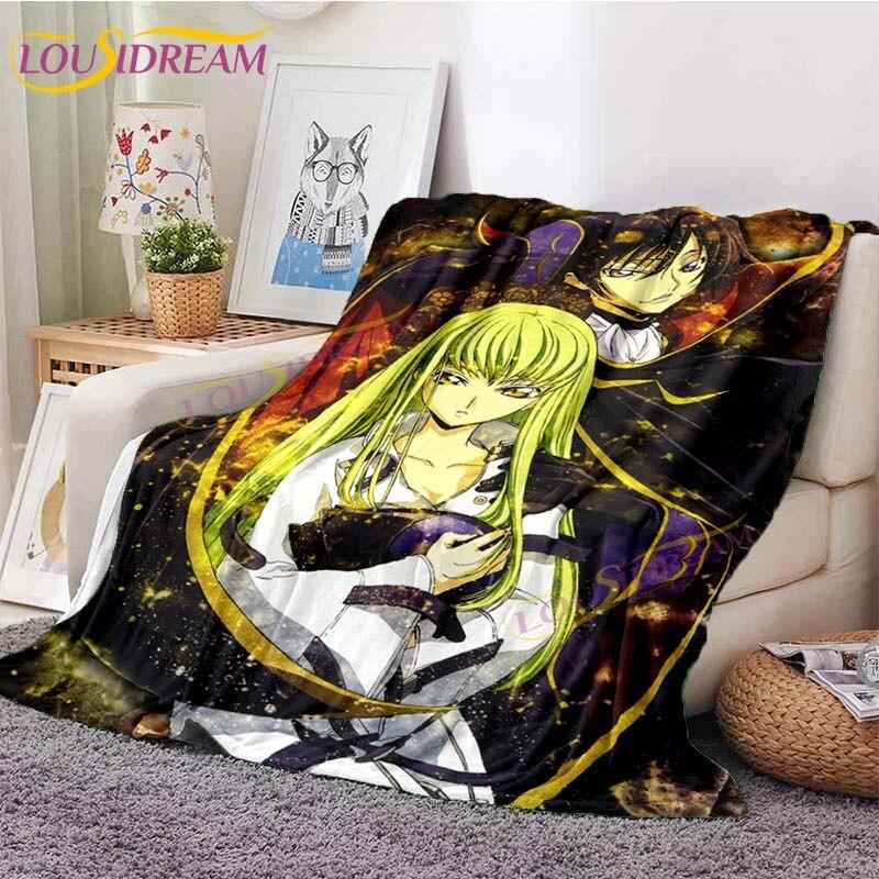 Classic Anime Blanket Code Geass Flannel Throw Blanket Lelouch Chair Sofa Lazy Blankets Cartoon Blankets for Home Bedroom Travel