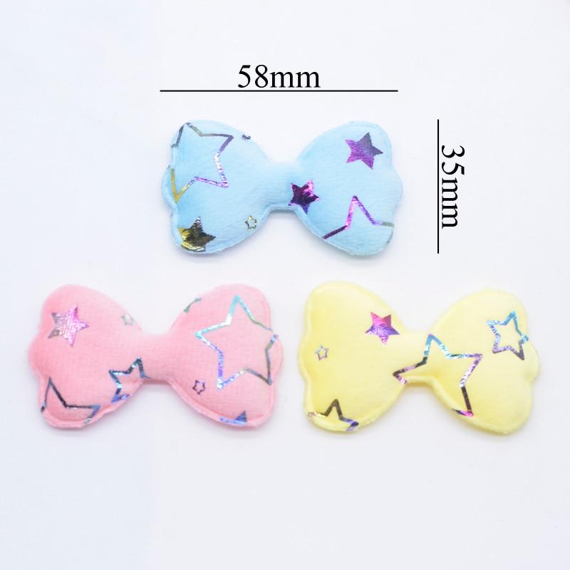24Pcs 58*35mm Short Plush Bronzing Pattern Bow Appliques for Clothes Hat Sewing Patches DIY Baby Headwear Hair Clips Accessories