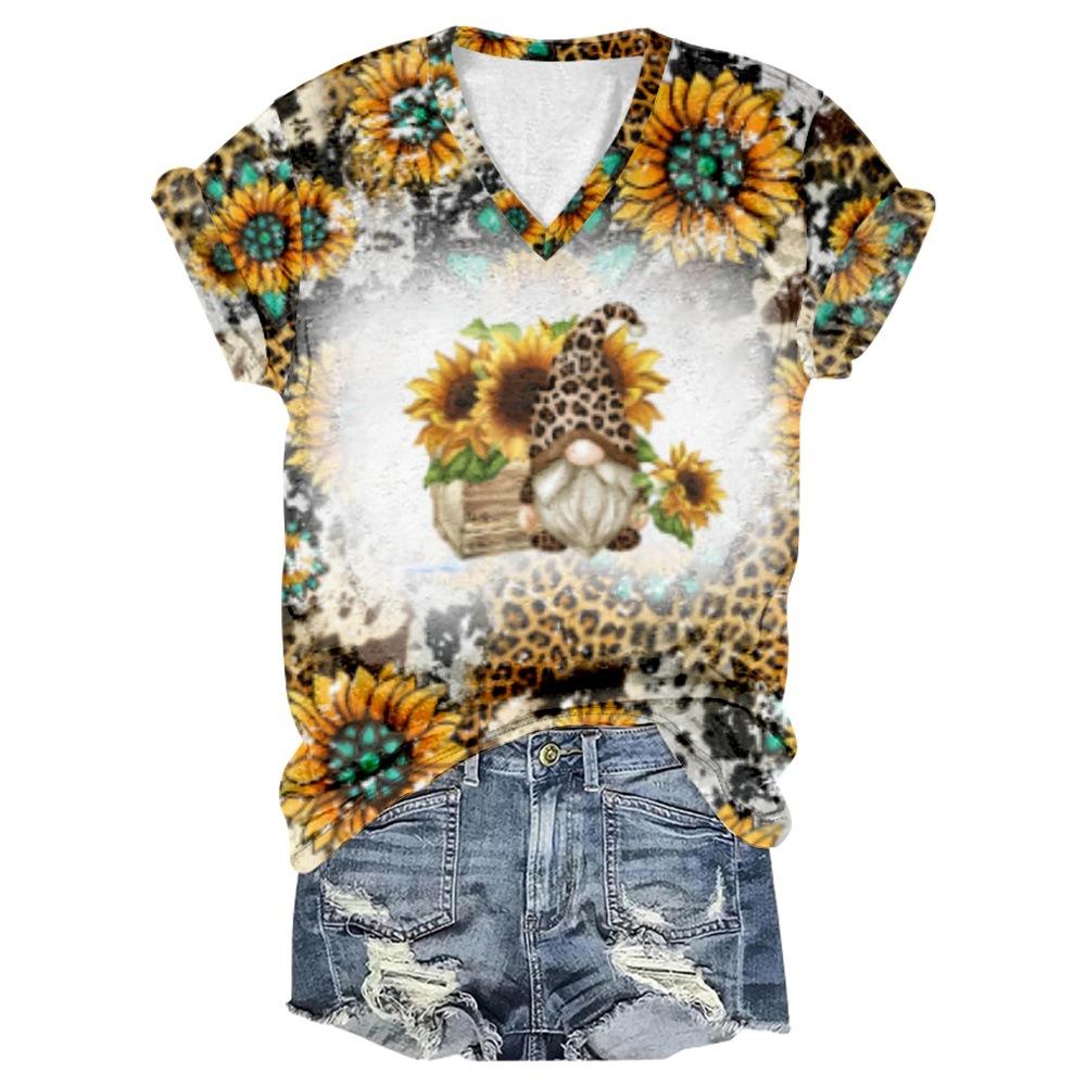 New Western Fall Gnome Series Pattern 3D Printing Series Casual Women's T-shirt