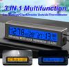 Car Digital Clock Inside Outside Car Temperature Thermometer Battery Voltage Monitor Meter LED Backlight with Cigarette Socket