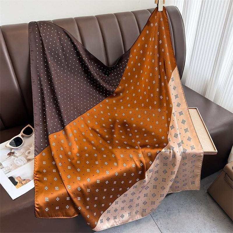 Foulard Carré Imprimé De Qualité Pour Femme, Châle De Plage En Soie, Protection Solaire, Nouveau Style Musulman