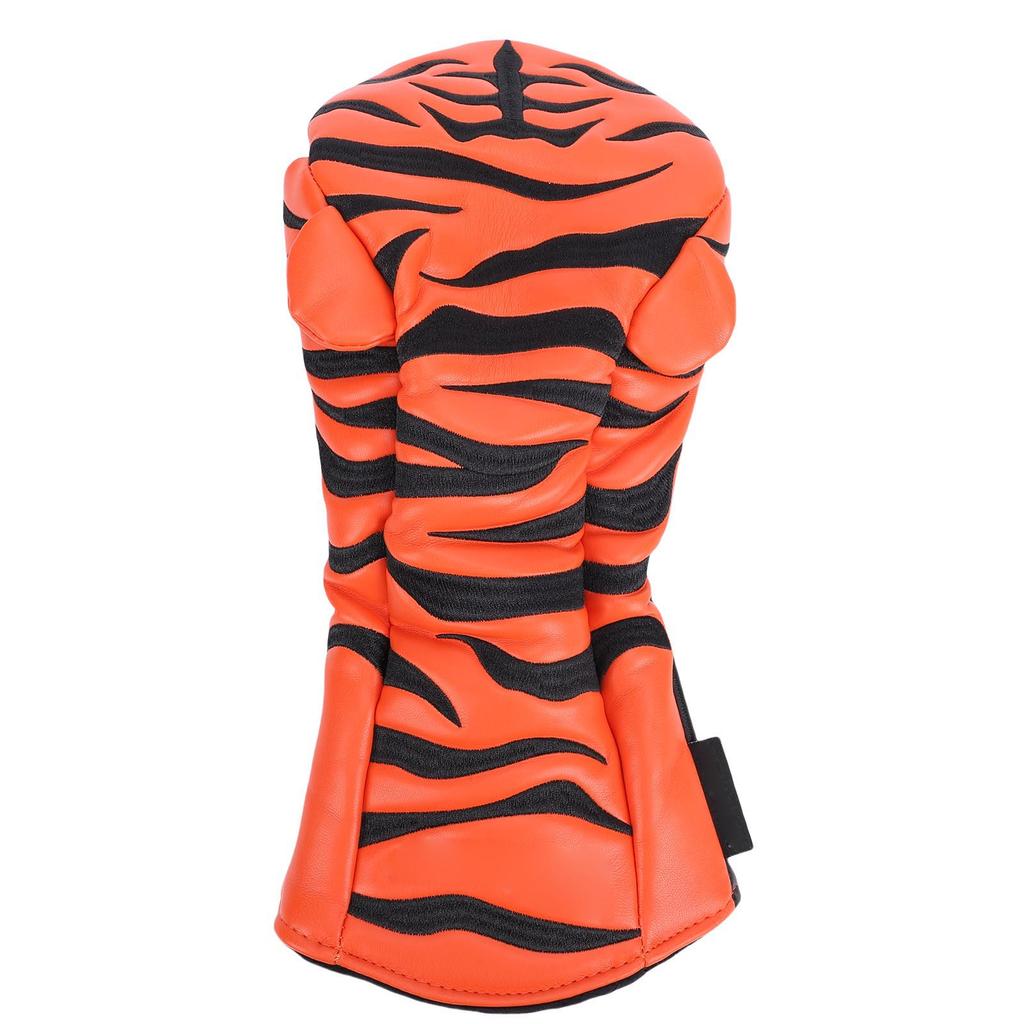 Wood Club Head Cover Cartoon Tiger Water Proof PU Club Headcover with Plush Lining Elastic Band