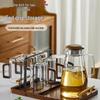 JIMI High Borosilicate Glass Water Cup Set with Wooden Rack