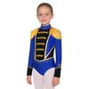 Children‘s Circus Themed Leotard Sparkly Rhinestones Long Sleeve Tassel Shoulder Pads Contrast Color Bodysuit for Stage Performance