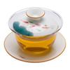 Chinese Hand-Painted Gaiwan Tea Set with Borosilicate Glass and Mutton Fat Jade White Porcelain