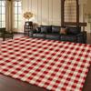 1pc 2D Flat Red White Checkered Area Rug, Machine Washable Non-Slip Decor Mat for Living Room & Under Bed