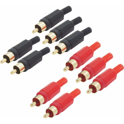 

Audiophile Audio Connectors, RCA Plug Male, DIY Connectors, Red and Black, 5 Pieces Each