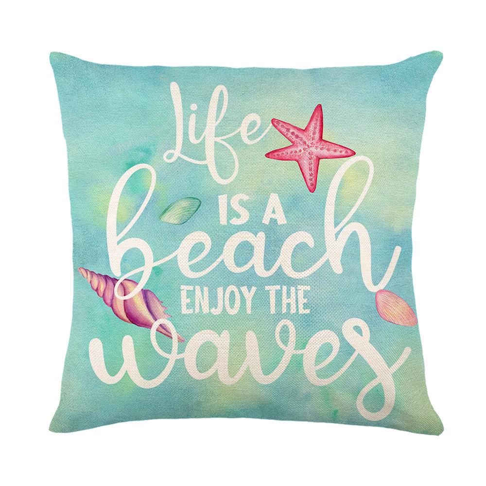 Summer Ocean Series Starfish Printed Linen Pillow Cover