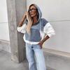 Felpe con cappuccio in denim lavato da donna, larghe, vintage, con cappuccio, pullover, top autunnali patchwork, felpa streetwear femminile