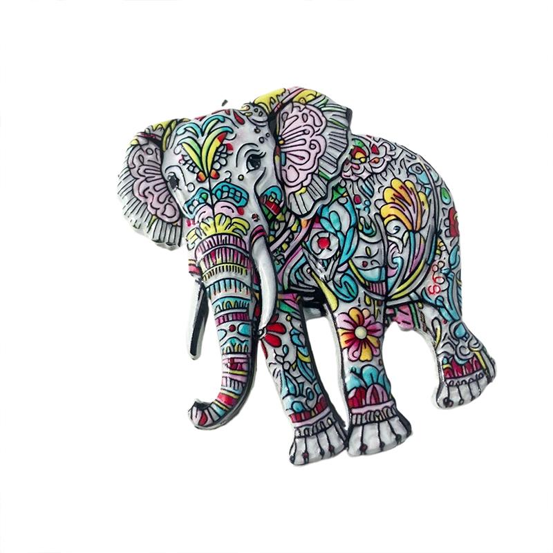 Cute Elephant Bohemian Pattern Resin Relief Magnet Traditional Design Stereo Relief For Refrigerator Travel Souvenir Magnetic