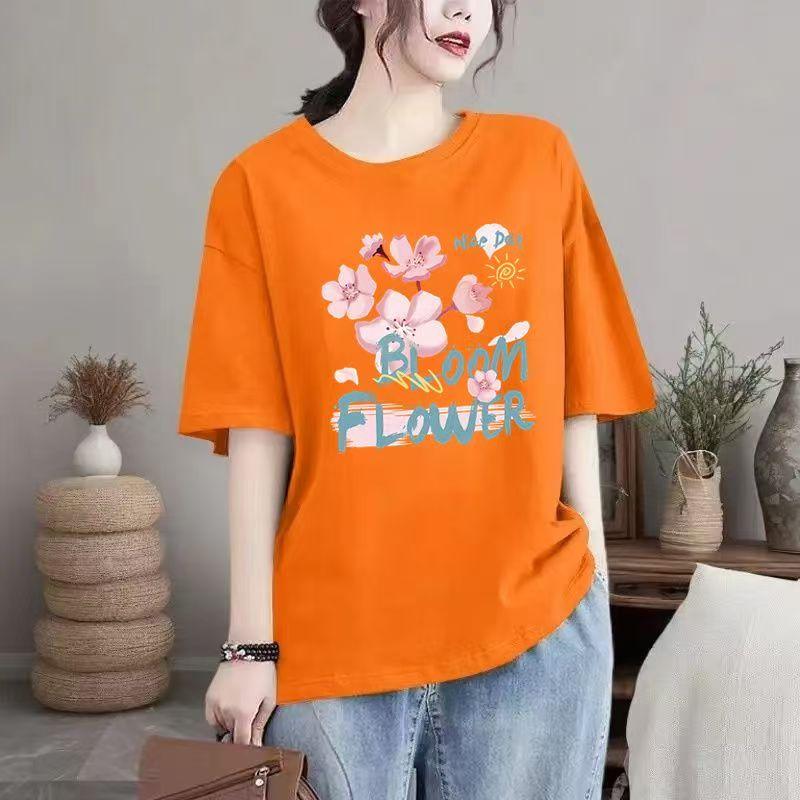 Summer New Cotton Casual Round Neck Women Trend Loose T-shirt