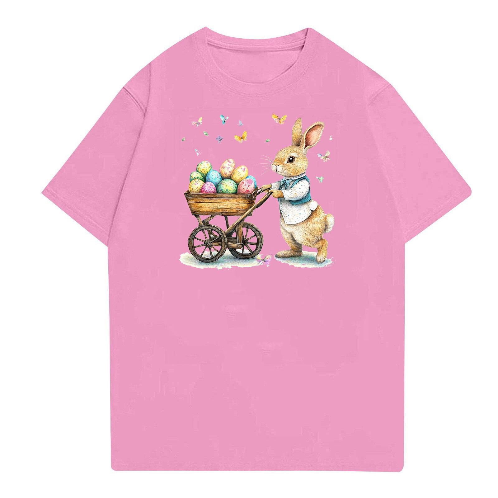 

Пасха - мужская повседневная мешковатая футболка с принтом кролика, круглый вырез, пуловер, топ с короткими рукавами XXXL розовый