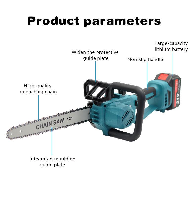 21V Lithium Battery 12-inch High-Speed Electric Chainsaw for Woodworking and Carving
