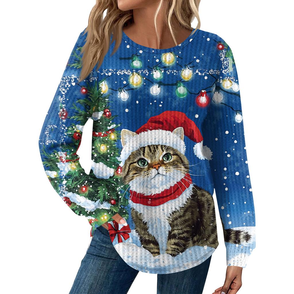 Dámská móda Dlouhý rukáv Vánoční Volný Dlouhý rukáv Kulatý výstřih Ležérní Top