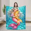 Mermaid Flannel Throw Blanket: Fantasy Ocean Mermaid & Fish (300 GSM)