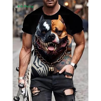 3D Animal Print T-shirt Summer Street Men's T-shirt Fashionable Round Neck Men's Top Oversized Men's Short Sleeved T-shirt