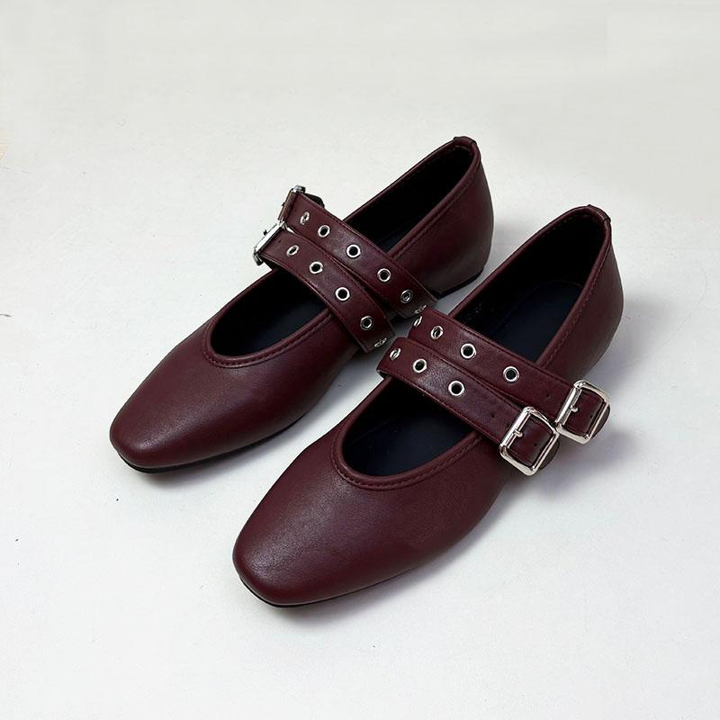 Fashion Fashion Buckle Strap Ladies Mary Janes Flats Shoes Female Shallow Women Ballet Flats Shoes With Height Increasing Footwear