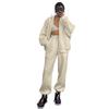 Autumn and Winter Women's Plus Size Solid Colour Lapel Long Sleeve Sweatshirt Fashion Casual Long Pants Suit