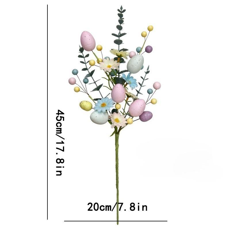1-10PCS 2026 Easter Artificial Flower Arrangement with Eggs and Berries Plastic Spring Floral Decor for Home Easter Centerpiece
