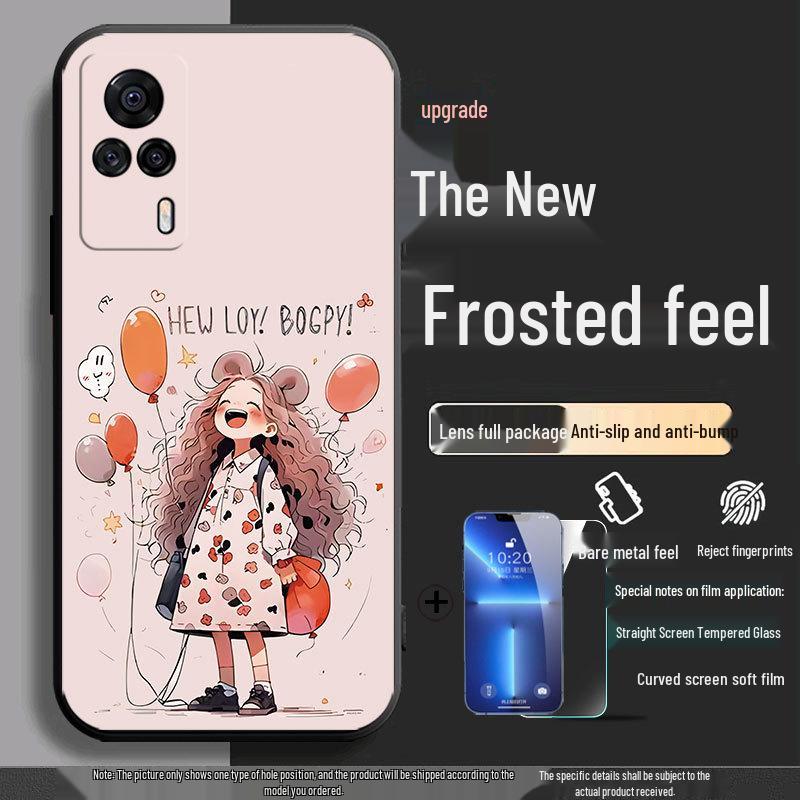 Vivo S9e V2048A Silicone Anti-Drop Cartoon Tempered Film Protective Case