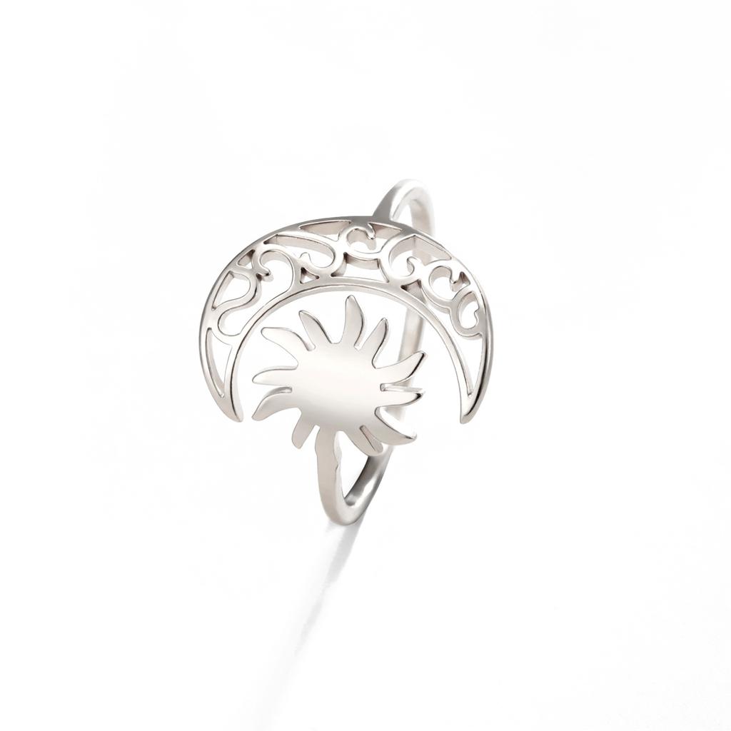 Crescent Sun Open Ring Bohemian Fashion Jewelry Unisex Birthday Gift