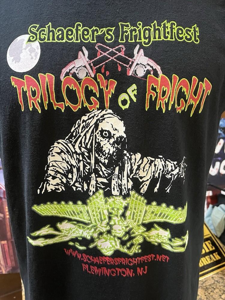 Schaefer’s frightfest Trilogy Of Fright Large Black T Shirt Flemington NJ Unisex T-Shirt M
