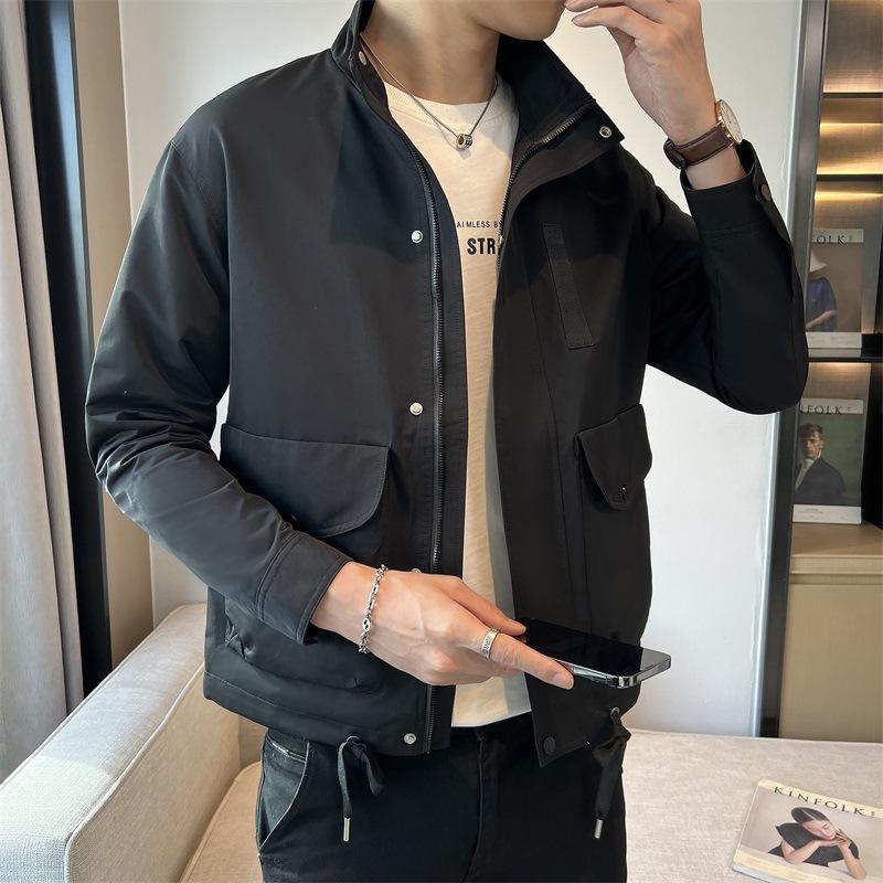 Men's Baseball Collar Flight Jacket Men's Korean Version Youth Versatile Spring New Solid Color Men's Casual Jacket